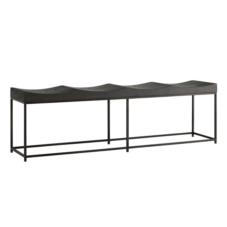 Ebony Oak and Iron Minimalist Bench