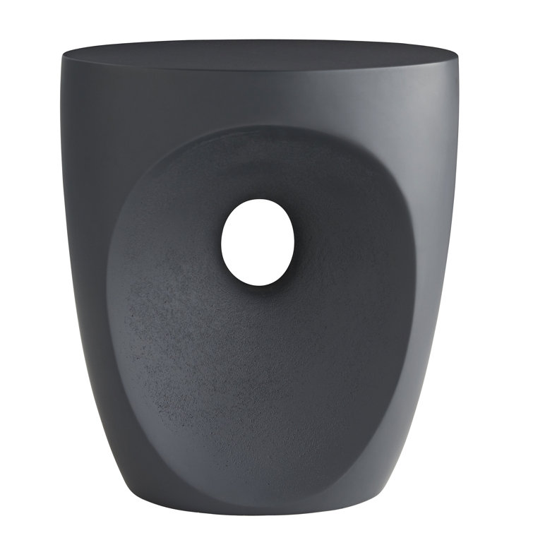 Brett Matte Black Lightweight Concrete Drum-Style End Table