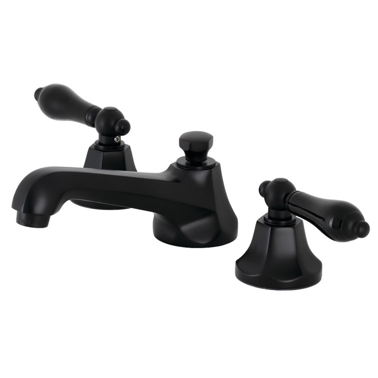 Matte Black Brass Widespread Bathroom Faucet with Pop-Up Drain
