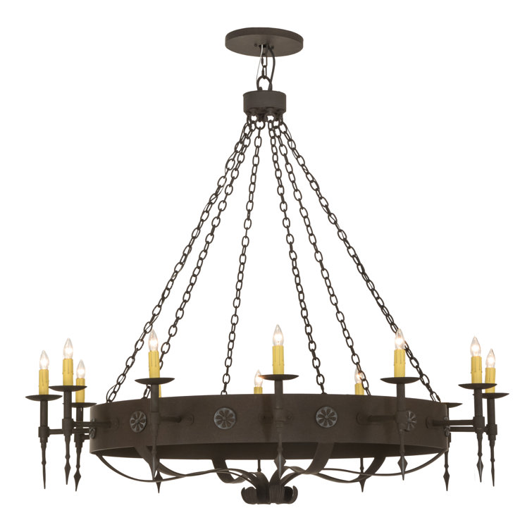 Warwick Gothic Revival 12-Light Black Steel Chandelier