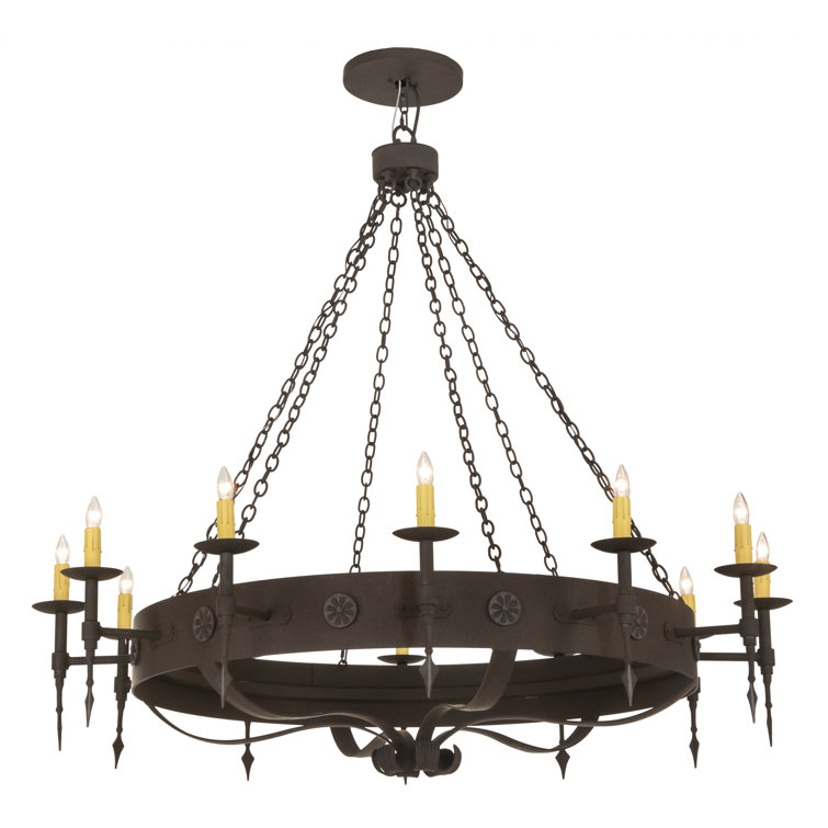 Warwick Gothic Revival 12-Light Black Steel Chandelier