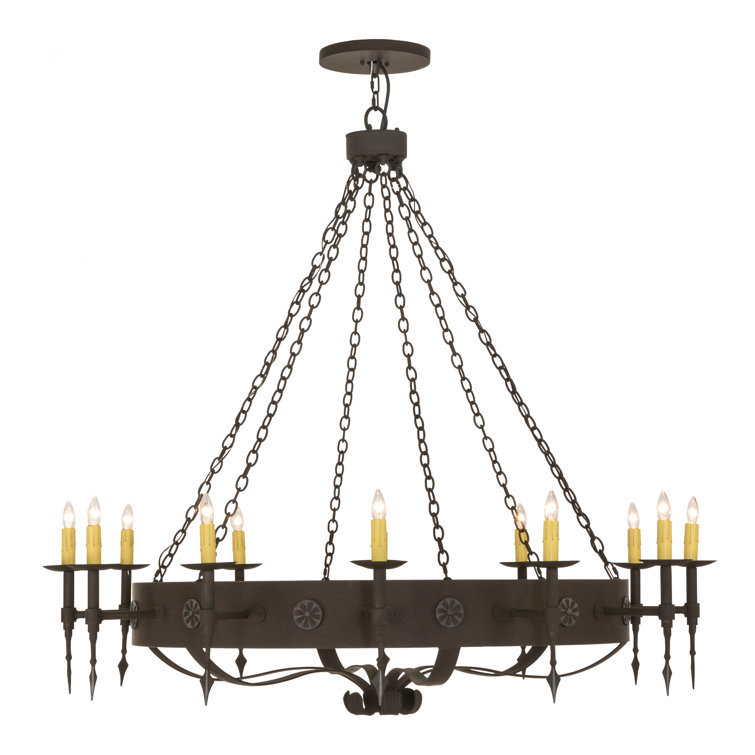 Warwick Gothic Revival 12-Light Black Steel Chandelier