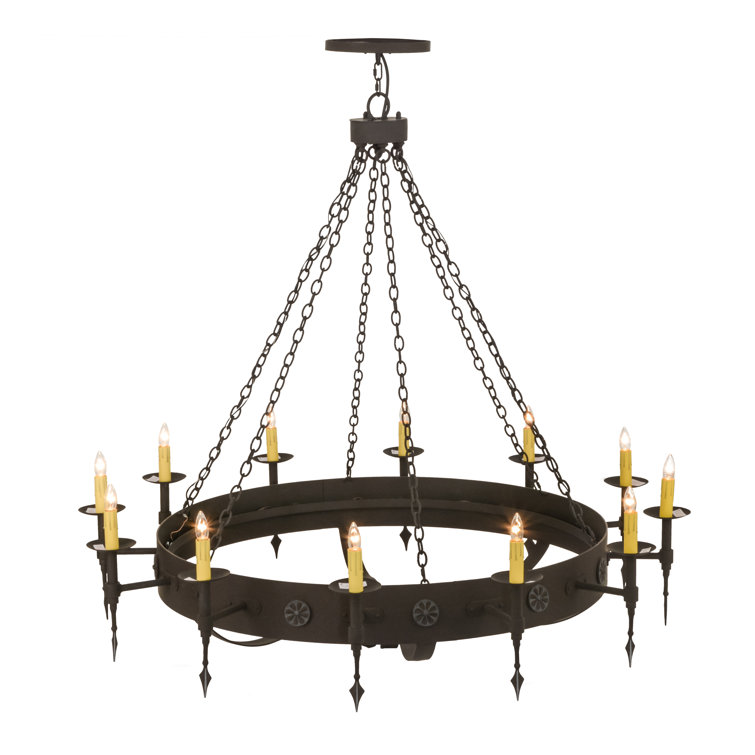 Warwick Gothic Revival 12-Light Black Steel Chandelier