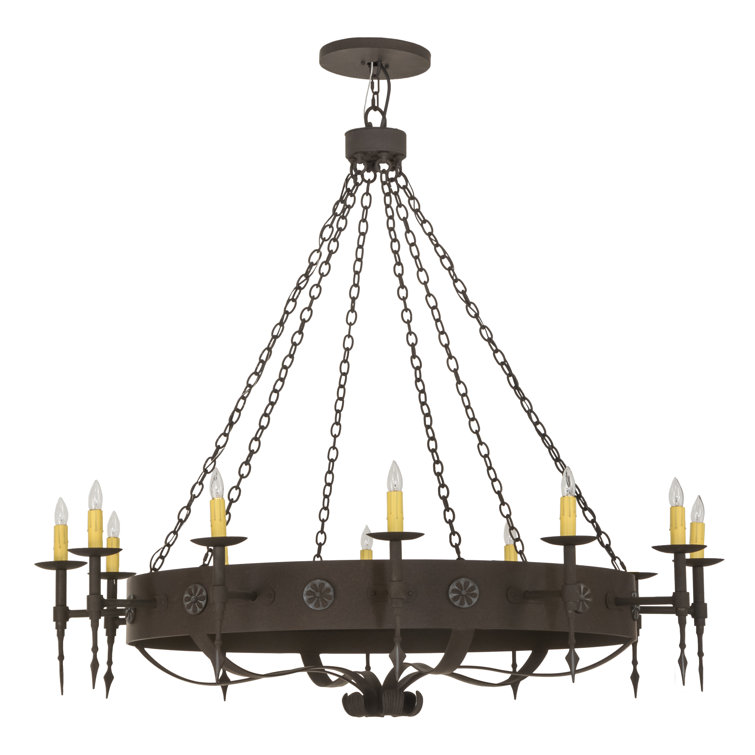 Warwick Gothic Revival 12-Light Black Steel Chandelier