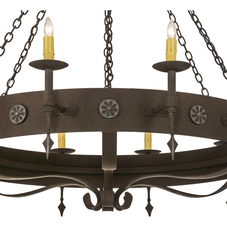 Warwick Gothic Revival 12-Light Black Steel Chandelier