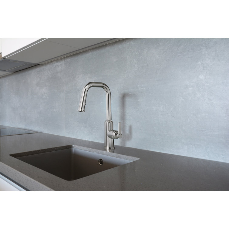 Elegant Brushed Gold Pull-Down Kitchen Faucet with Retractable Spray