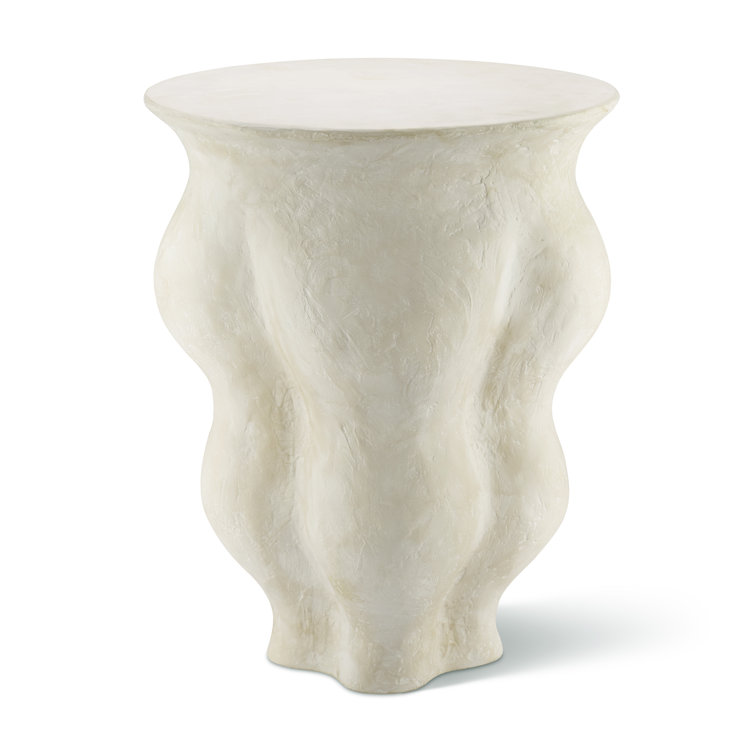 Fresco White Abstract Resin Round End Table