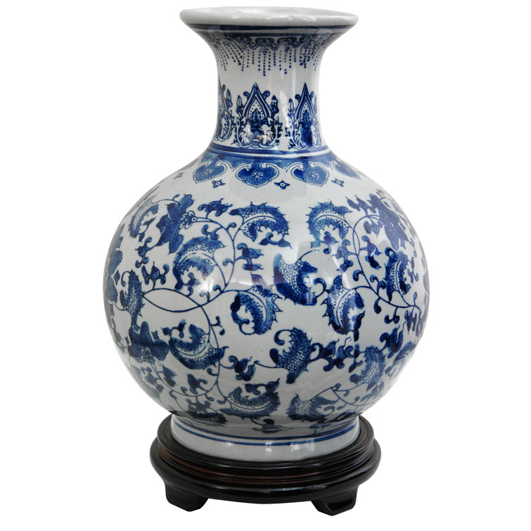 Blue and White Porcelain Floral Table Vase