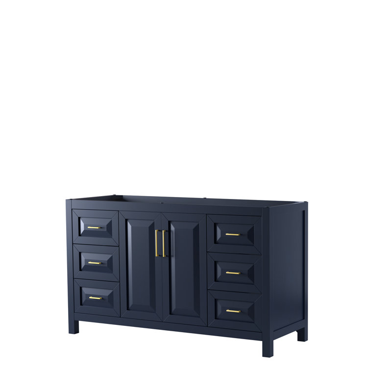 Daria 60'' Dark Blue Single Bathroom Vanity with Carrara Marble Top