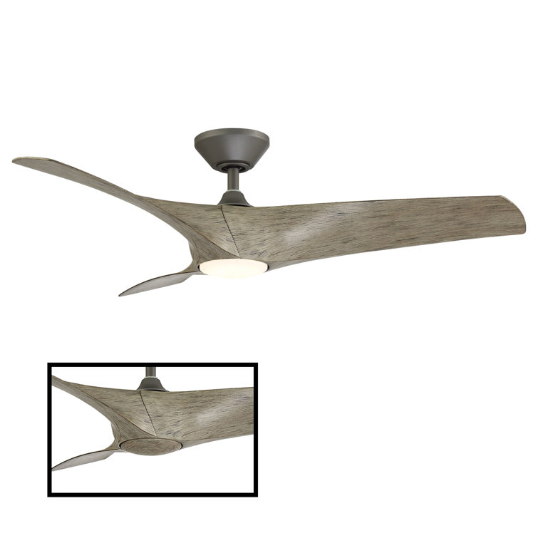 Zephyr 52" Graphite and Weathered Wood Smart Ceiling Fan with LED Light and Remote