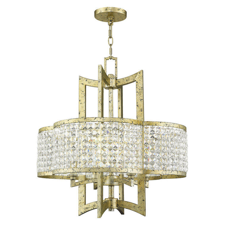 Winter Gold Crystal 4-Light Geometric Chandelier