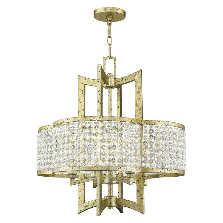 Winter Gold Crystal 4-Light Geometric Chandelier