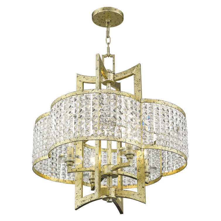 Winter Gold Crystal 4-Light Geometric Chandelier