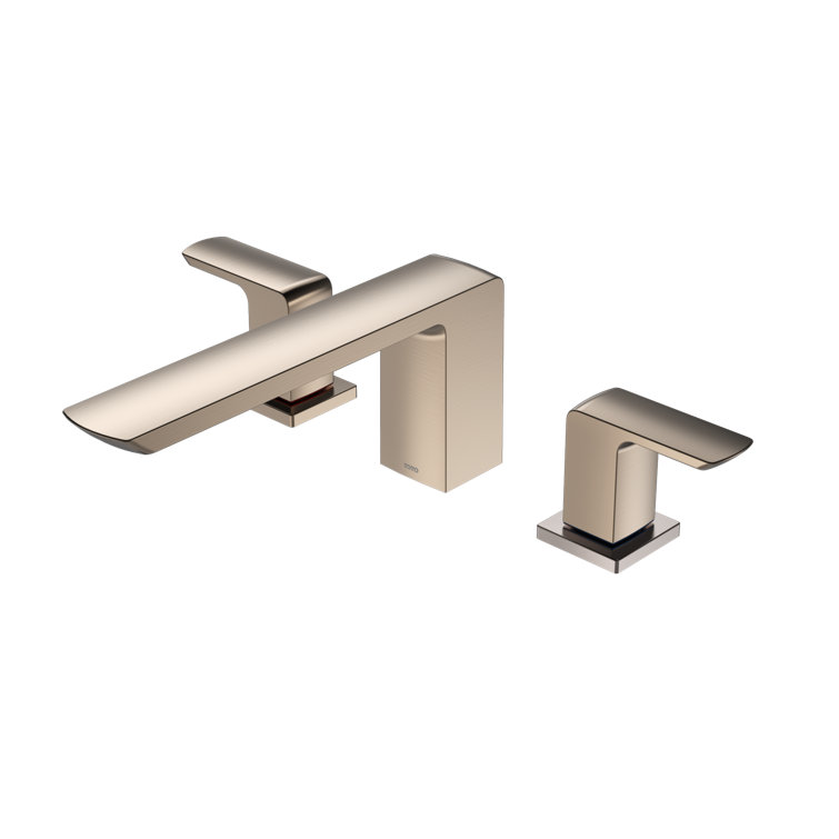 Polished Nickel Modern Deck Mounted Widespread Faucet
