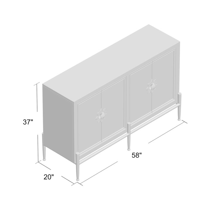 White Handcrafted 58'' Sideboard with Gold Metal Legs