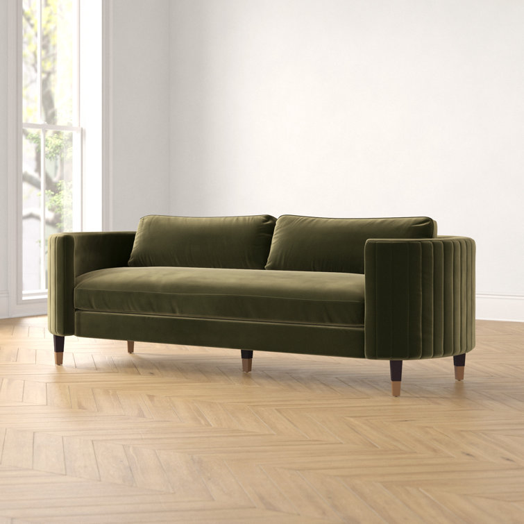 Giotto Dark Olive Green Velvet Split Back Sofa
