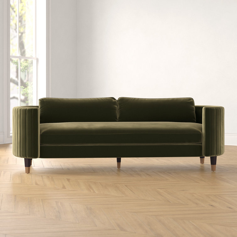 Giotto Dark Olive Green Velvet Split Back Sofa