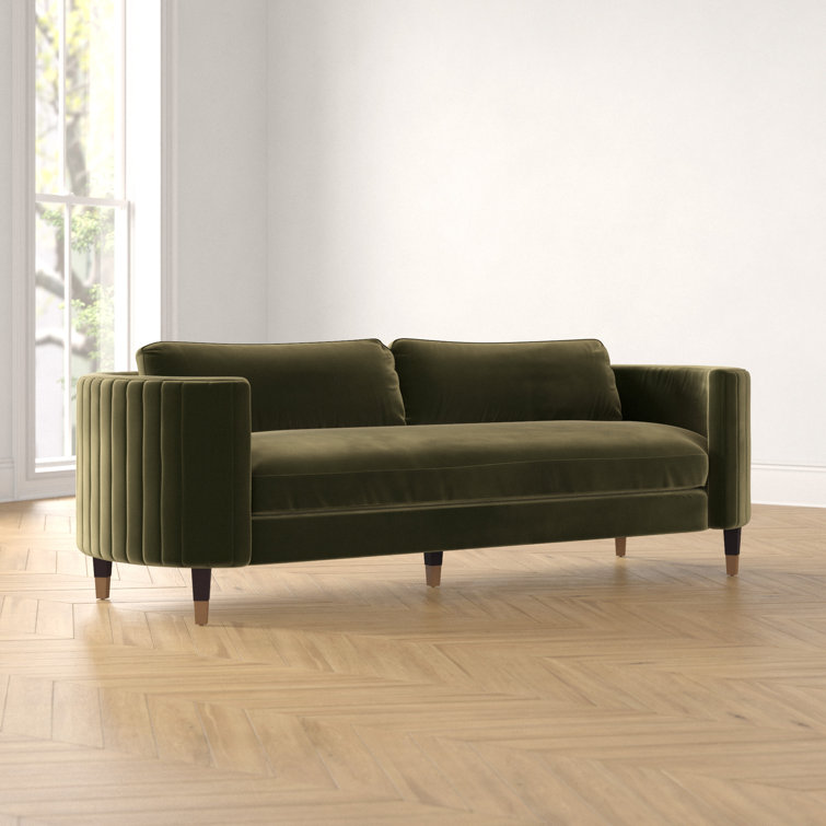 Giotto Dark Olive Green Velvet Split Back Sofa