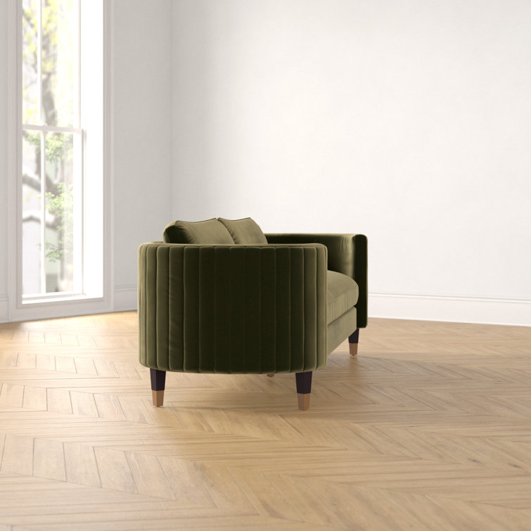 Giotto Dark Olive Green Velvet Split Back Sofa
