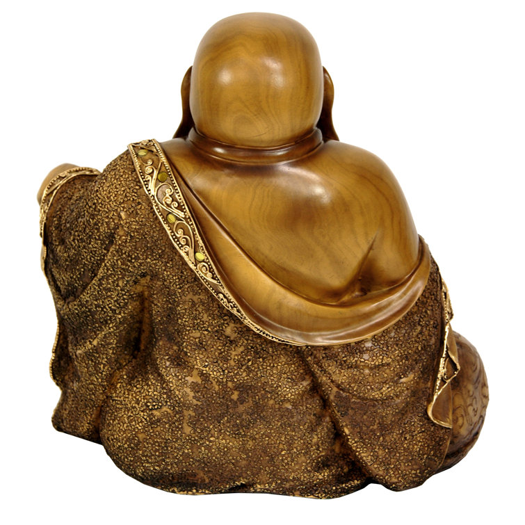 Painted Resin Sitting Buddha Statue for Indoor/Outdoor Use
