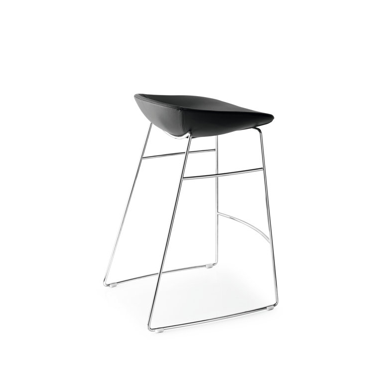 Palm White and Silver Metal Counter Stool