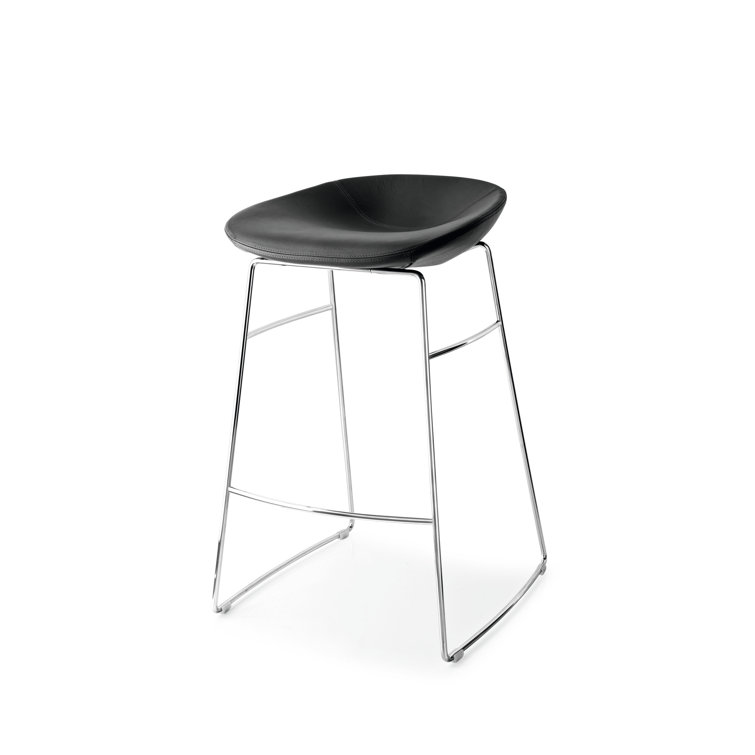 Palm White and Silver Metal Counter Stool