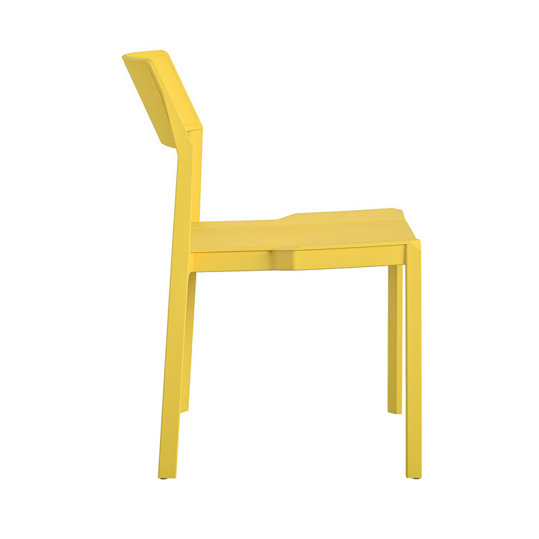 Bright Yellow Resin Armless Stacking Dining Chairs, 4-Pack