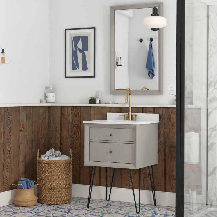 Midcentury Modern Tribecca 24" Wall-Mounted Vanity in Matte Gray