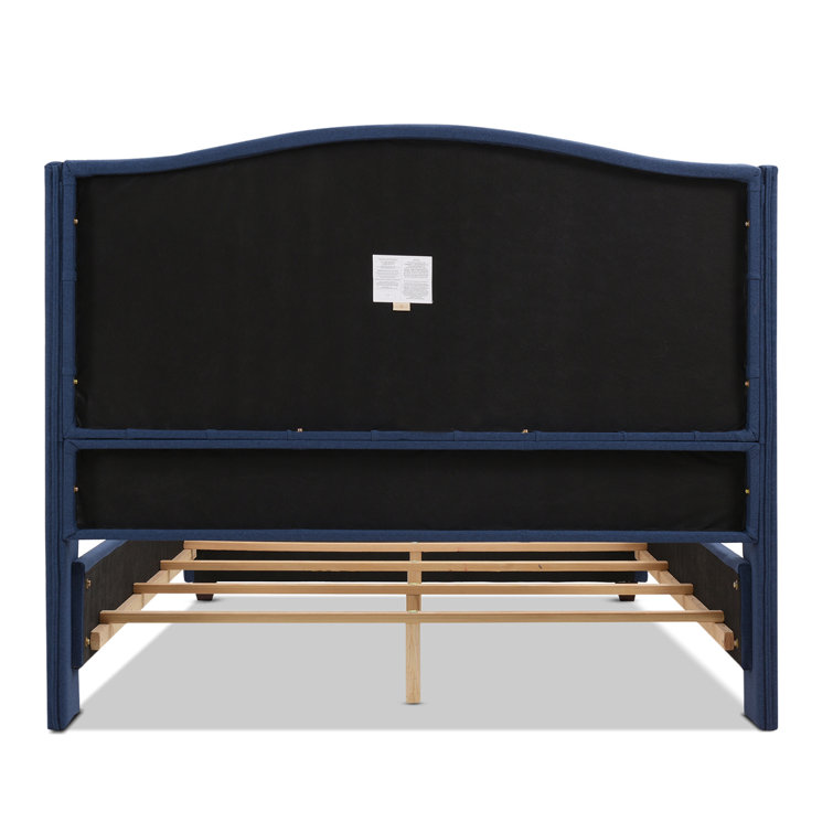 Sapphire Elegance Queen Bed with Tufted Headboard and Nailhead Trim