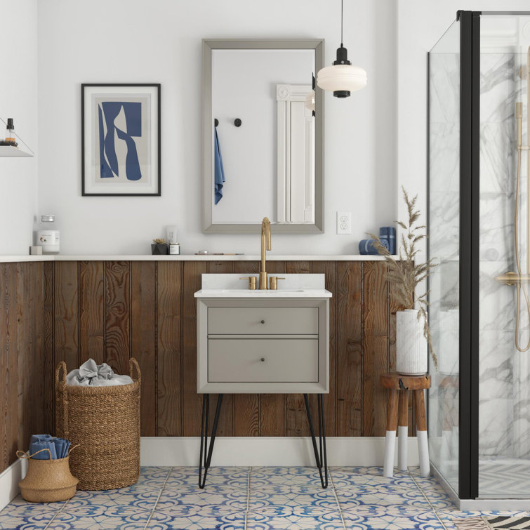 Midcentury Modern Tribecca 24" Wall-Mounted Vanity in Matte Gray