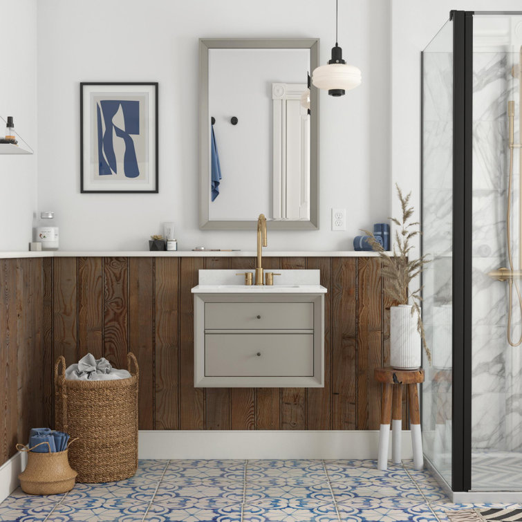 Midcentury Modern Tribecca 24" Wall-Mounted Vanity in Matte Gray
