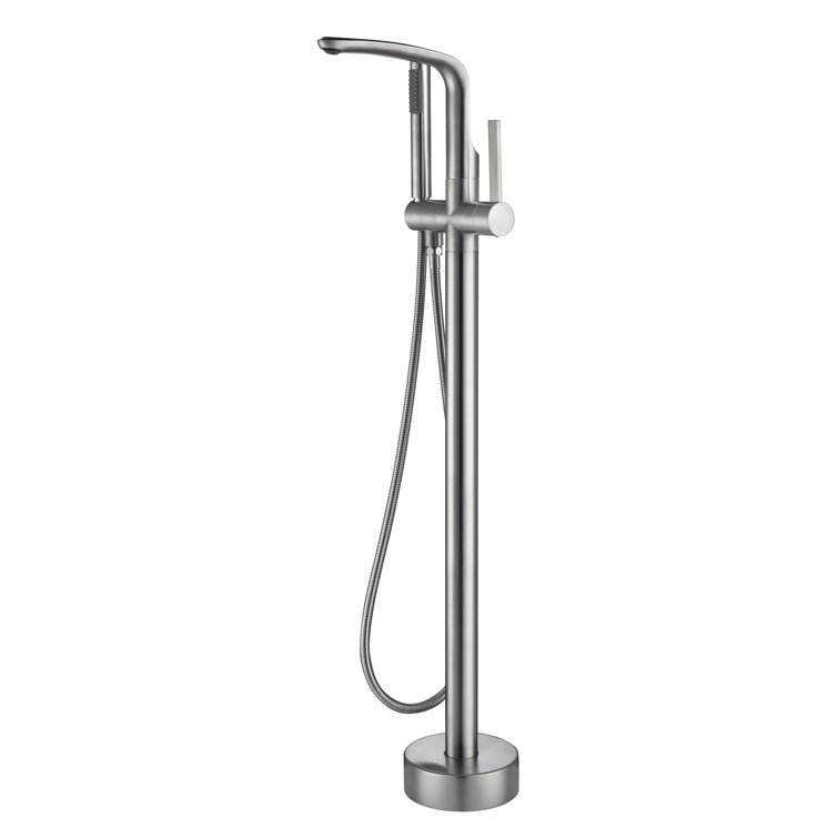 Brushed Nickel Freestanding Tub Faucet with Hand Shower