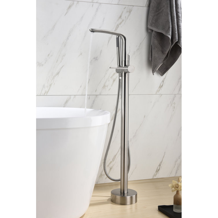 Brushed Nickel Freestanding Tub Faucet with Hand Shower