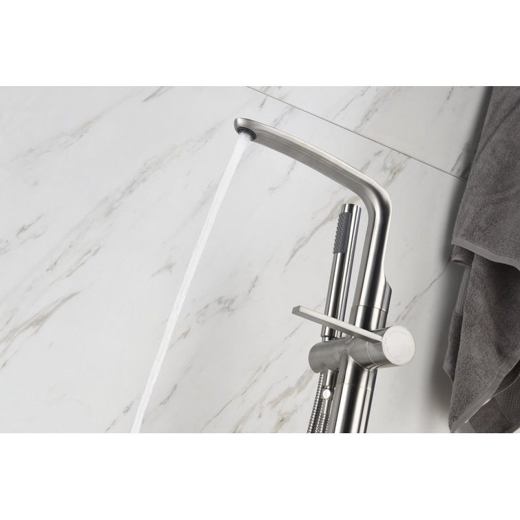 Brushed Nickel Freestanding Tub Faucet with Hand Shower