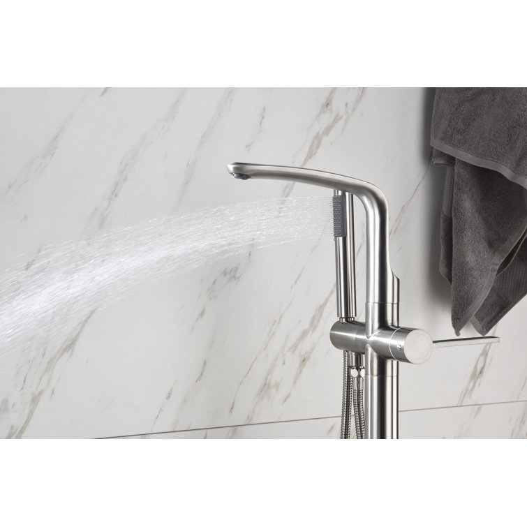 Brushed Nickel Freestanding Tub Faucet with Hand Shower