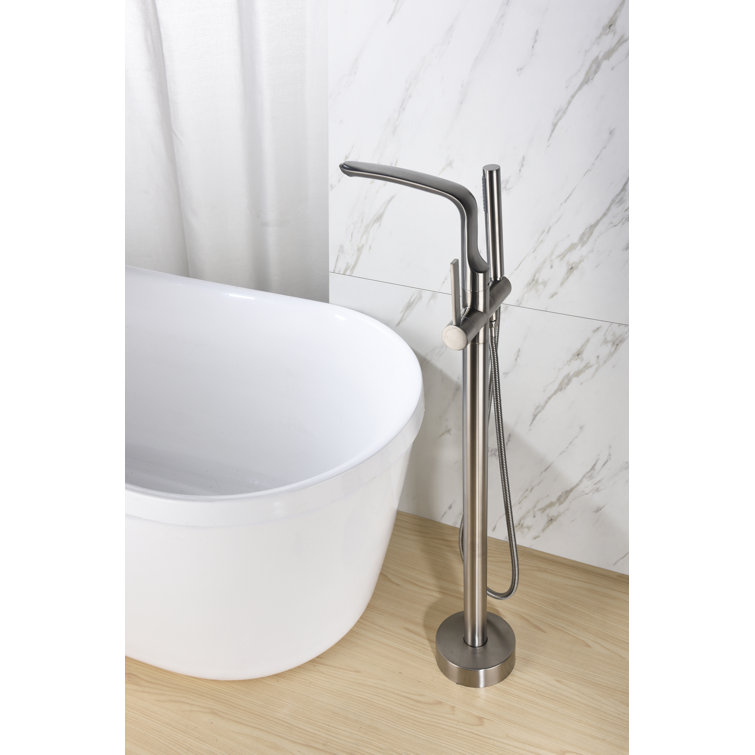Brushed Nickel Freestanding Tub Faucet with Hand Shower