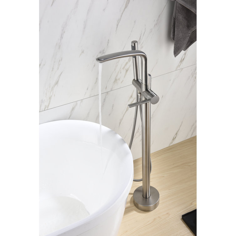 Brushed Nickel Freestanding Tub Faucet with Hand Shower