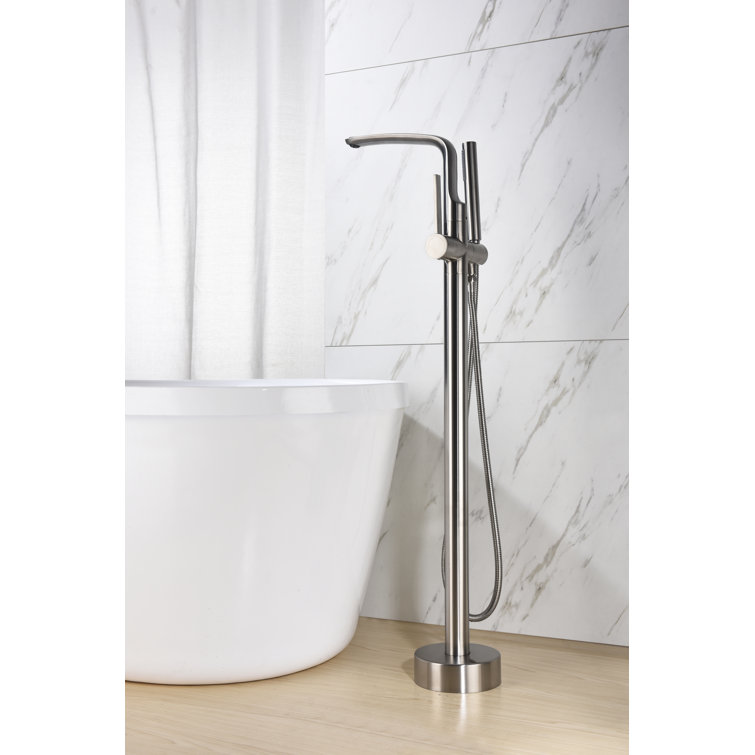 Brushed Nickel Freestanding Tub Faucet with Hand Shower