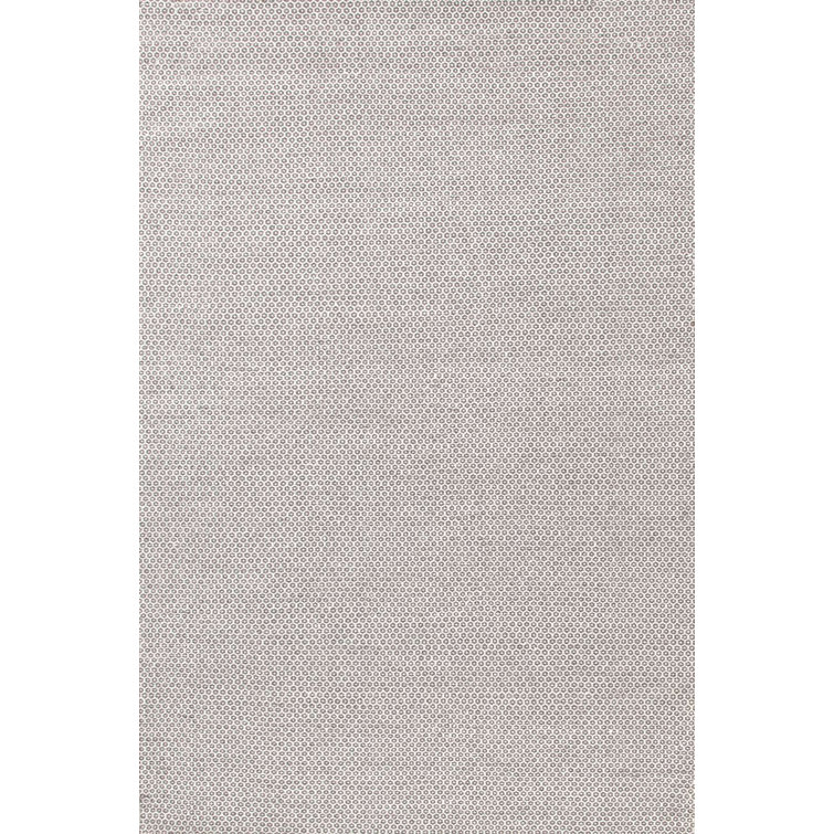 Ivory and Gray Geometric Handwoven Wool Rug, 2' x 3'