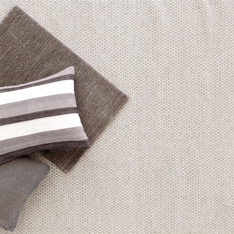 Ivory and Grey Geometric Handwoven Wool Rug