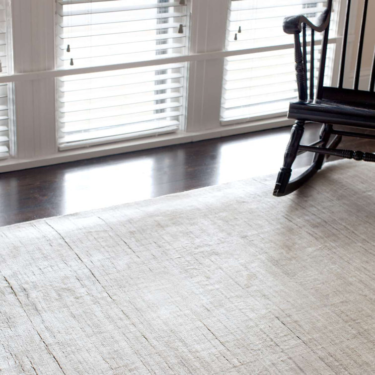 Farmhouse Stripe Hand-Knotted Wool-Viscose Blend Rug in Light Grey