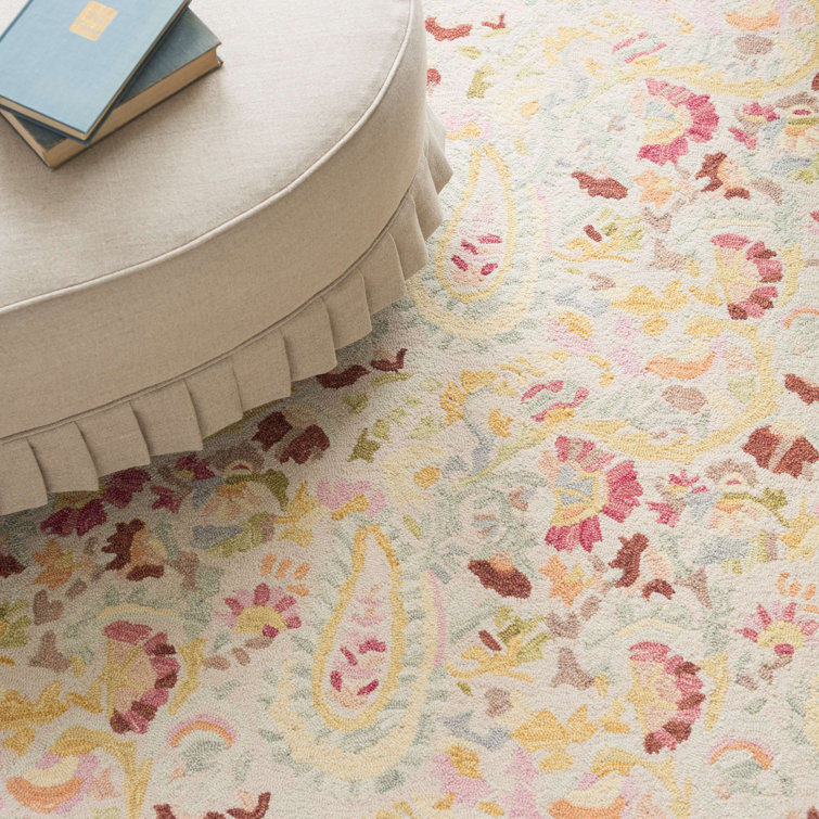 Handmade White Wool Rectangular 3' x 5' Area Rug