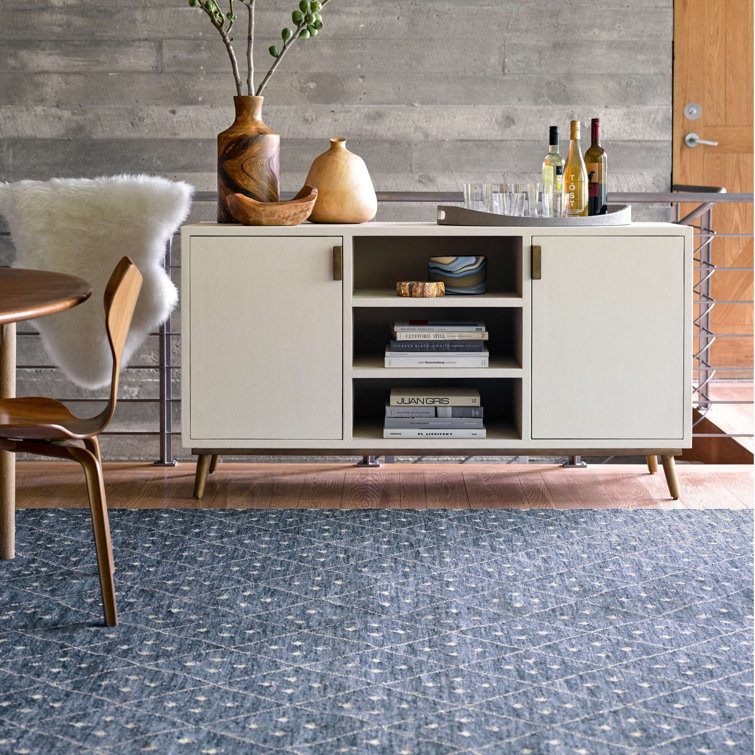 Indigo Diamond Handwoven Reversible Wool-Cotton Blend Area Rug 10' x 14'