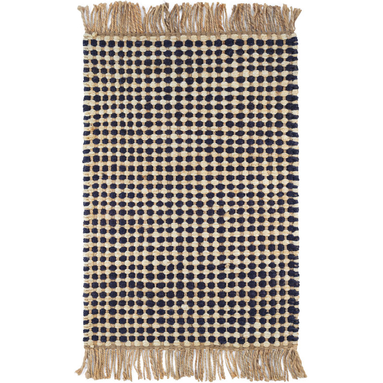 Handwoven Black and Ivory Jute Rectangular Rug 3' x 5'
