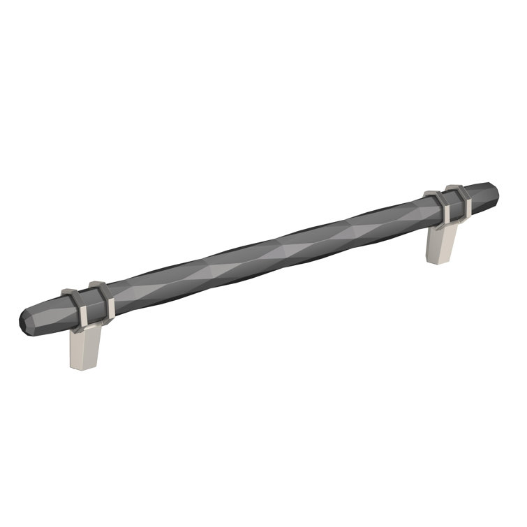 Modern 8-inch Black Chrome and Satin Nickel Bar Cabinet Pull