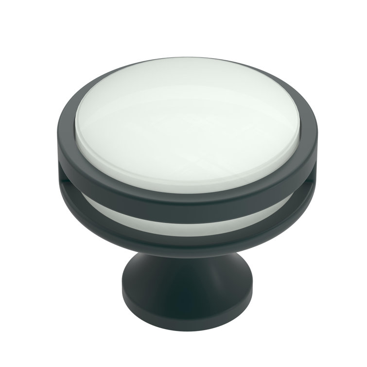Oberon Matte Black and Frosted Acrylic Round Cabinet Knob