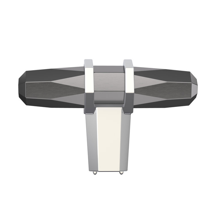 Polished Chrome and Black T-Handle Cabinet Knob with Mounting Hardware