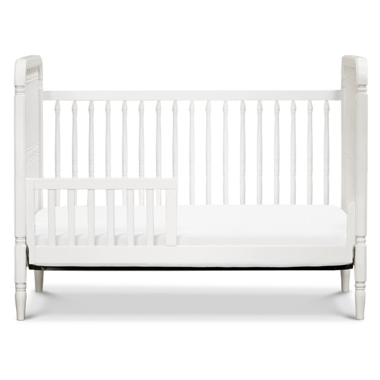 Warm White Pinewood Spindle Toddler Crib with Scallop Embellishment