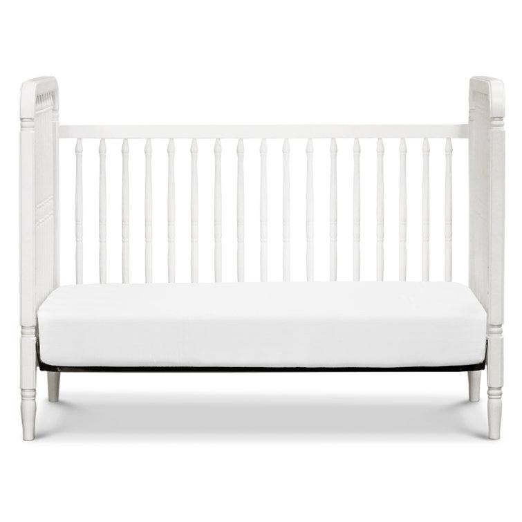 Warm White Pinewood Spindle Toddler Crib with Scallop Embellishment