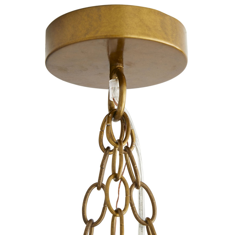 Large Black and Brass Drum Chandelier with Glass Accents